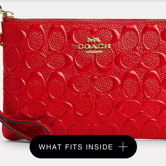 🎁 Coach Boxed Corner Zip Wristlet In Signature Leather in gold/electric red - Picture 9 of 13